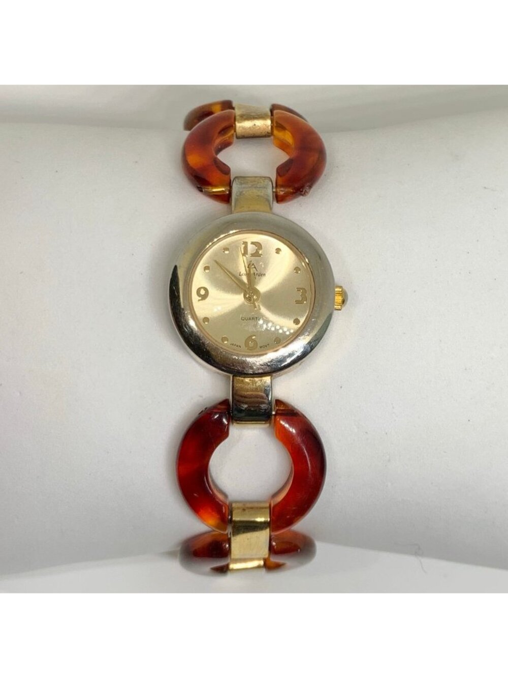Louis Arden Paris women’s watch gold tone 23mm tortoise shell links running